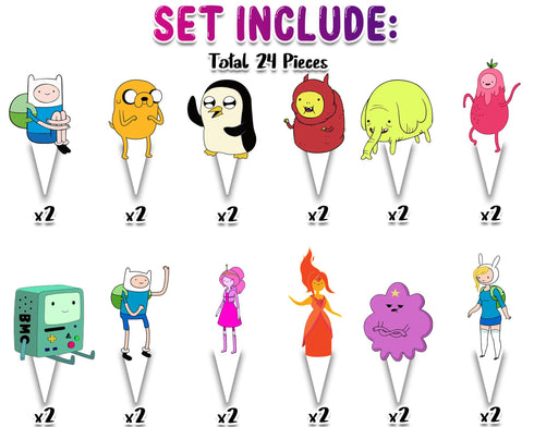 Cupcake Toppers Adventure - 24 Pieces. Birthday Decorations.