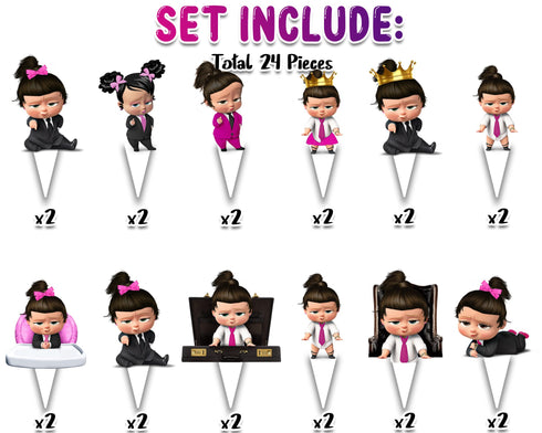 Girl Boss Cupcake Toppers - Set of 24 Stylish Party Decorations for Birthdays