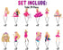 Cartoon Cupcake Toppers Barbe - Set of 24 Stylish Party Decorations