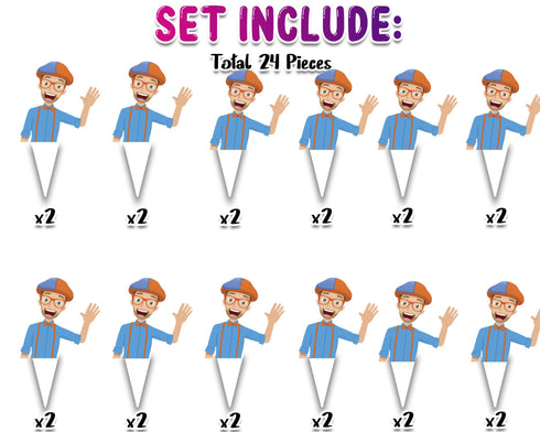 Cupcake Toppers Blipo - Set of 24 Party Decorations for Kids