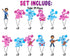24 Pcs Cupcake Toppers Blue Dog - Party Decorations for Kids Birthday