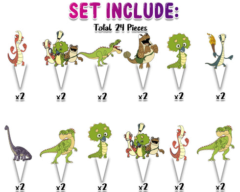 Cupcake Toppers Gigant Dino Set of 24, Dinosaur Birthday Party Cupcake Decorations