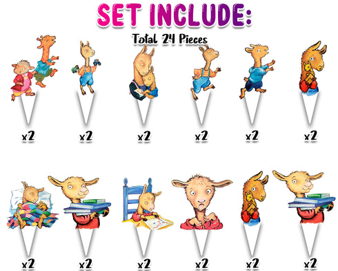 Llama Llama Red Pajama 24 Pcs Cupcake Toppers – Birthday Party Decorations, Storybook Party, Baby Shower, Kids Theme Party