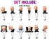 Cartoon Boss Cupcake Toppers - Set of 24 Party Decorations for Birthdays and Celebrations