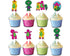 Cupcake Toppers Pink Dino & Friends - 24 Pcs Pink Dino Party Decorations