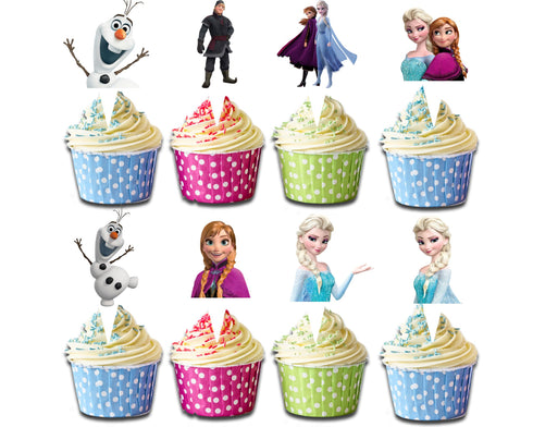 Cupcake Toppers Set Elsa β 24 pcs Princess Birthday Cake Decorations, Elsa Anna Olaf Party Cupcake Picks
