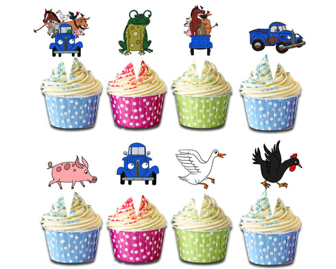 Little Blue Truck 24 Pcs Cupcake Toppers - Farm Animal Party Decorations