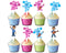 24 Pcs Cupcake Toppers Blue Dog - Party Decorations for Kids Birthday