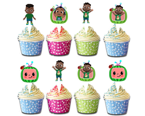 Afro Cody Cupcake Toppers Baby Melon β 24 PCS Birthday Party Decorations