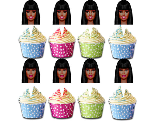 Afro Barbe Cupcake Toppers - Set of 24 Elegant Party Decorations