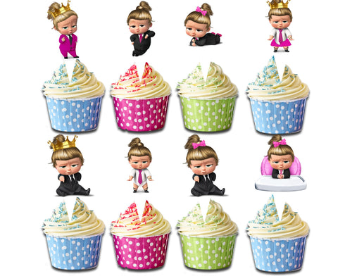 Girl White Hair Boss Cupcake Toppers - Set of 24