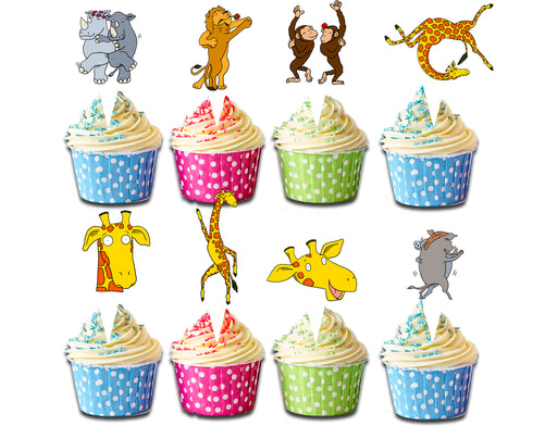 Cupcake Toppers Giraffes Can't Dance – 24 Pcs Jungle Animal Party Decorations