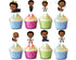 Afro Cartoon Boss Cupcake Toppers - Set of 24