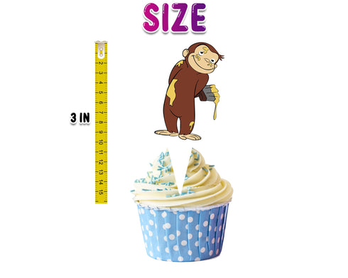 Cupcake Toppers Curious Monkey – 24 Pieces Monkey Party Decorations