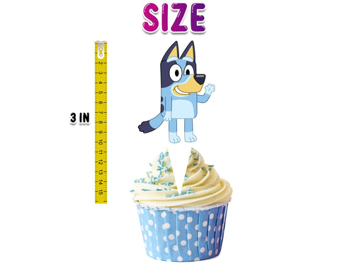 24 Pcs Cupcake Toppers Blue Dog And Bingo - Party Decorations