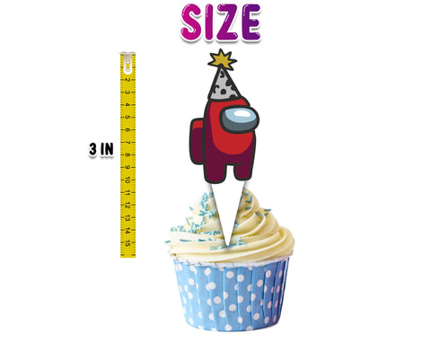 Cupcake Toppers Among - Set of 24 Party Birthday Decorations