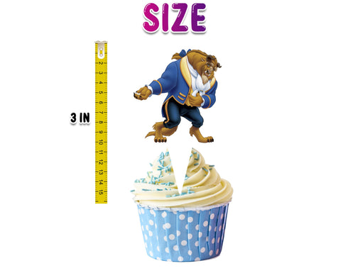 Cupcake Toppers Beauty and Beast - Set of 24 Magical Party Decorations