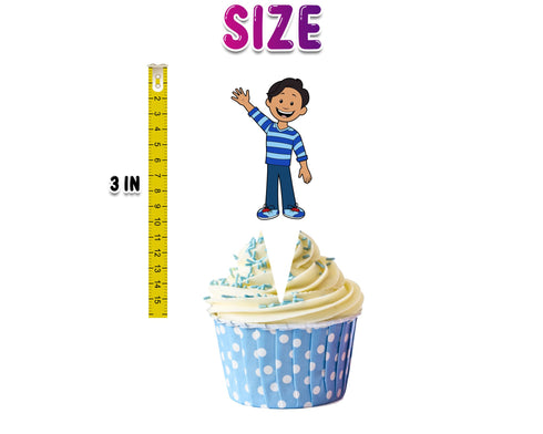 24 Pcs Cupcake Toppers Blue Dog - Party Decorations for Kids Birthday
