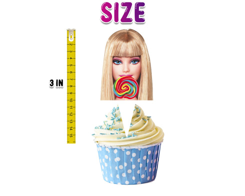 Face Cupcake Toppers Barbe - Set of 24 Glamorous Party Decorations