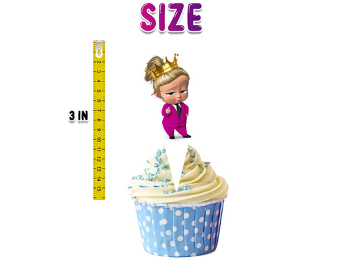 Girl White Hair Boss Cupcake Toppers - Set of 24