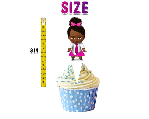 Girl Afro Boss Cupcake Toppers - Set of 24