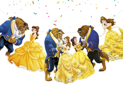 Birthday Banner Beauty Beast – 5 FT Party Garland with 5 Cardstock Cutouts