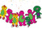 Birthday Garland Pink Dino Barney & Friends – 5 Ft Dinosaur Party Banner with 5 Cardstock Characters