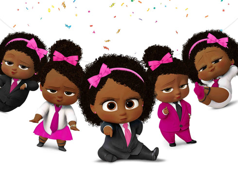 Girl Afro Birthday Banner Boss – 5FT Ribbon Garland. Party Decoration for Girls - Baby Theme