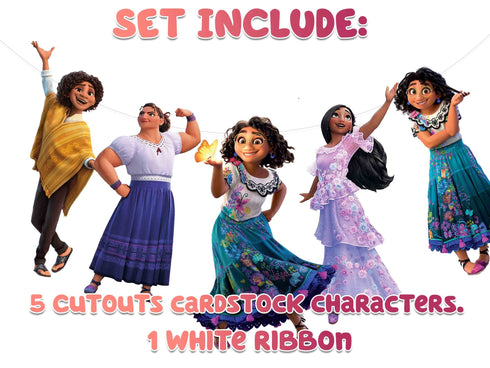 Birthday Banner Mexican Girl Garland - 5 Cardstock Character Cutouts