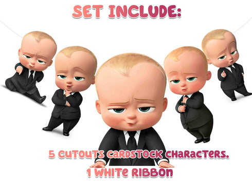 Birthday Party Banner The Boss - 5 Character Cardstock Garland