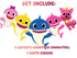 Birthday Banner Kids Shark – 5 FT Garland with 5 Cardstock Kids Shark Characters