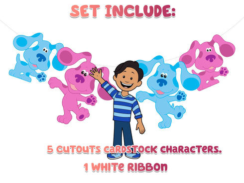 Birthday Banner Blue Clue Dogs – Blue & Magenta Party Garland 5 Ft, Kids Birthday Decorations