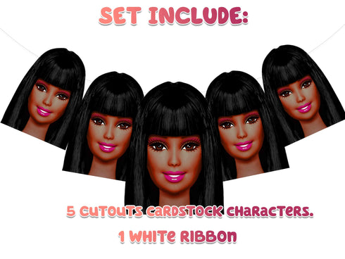Afro Barbe Birthday Banner – 5 FT Party Garland for Girls, Pink Glam Doll Theme Decorations