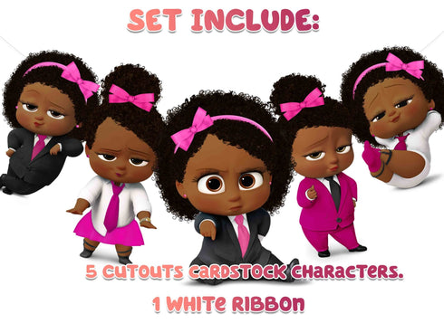 Girl Afro Birthday Banner Boss – 5FT Ribbon Garland. Party Decoration for Girls - Baby Theme