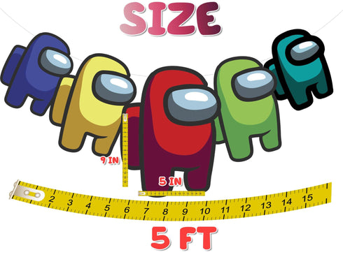 Birthday Party Banner Among - 5 Crewmate Cardstock Garland 5 FT