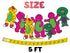 Birthday Garland Pink Dino Barney & Friends – 5 Ft Dinosaur Party Banner with 5 Cardstock Characters