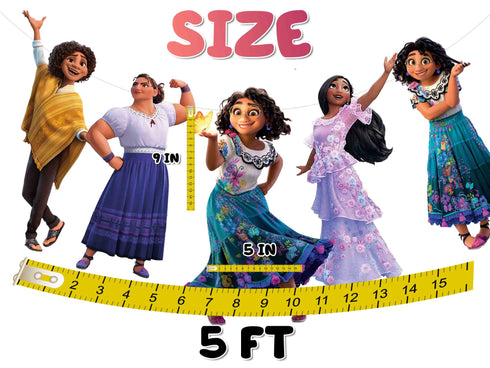 Birthday Banner Mexican Girl Garland - 5 Cardstock Character Cutouts