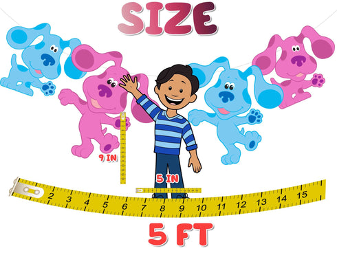 Birthday Banner Blue Clue Dogs – Blue & Magenta Party Garland 5 Ft, Kids Birthday Decorations