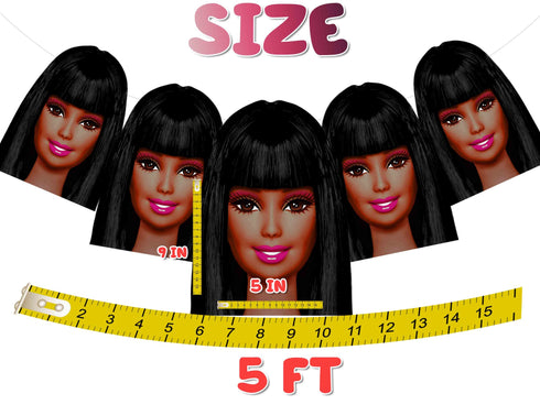 Afro Barbe Birthday Banner – 5 FT Party Garland for Girls, Pink Glam Doll Theme Decorations