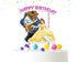 Cake Topper Beauty Beast – Belle & Beast Cardstock Topper with “Happy Birthday”