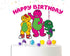 Cake Topper Pink Dino & Friends – Happy Birthday Dinosaur Family Topper