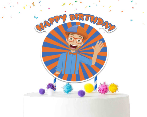 Cake Topper Blipo – Happy Birthday Sign, Cardstock Cake Decoration for Kids Birthday Party