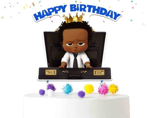 Afro Baby Cake Topper – Black Boss Birthday Cake Decoration