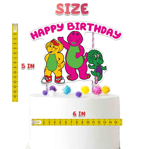 Cake Topper Pink Dino & Friends – Happy Birthday Dinosaur Family Topper