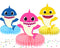 Honeycomb Centerpieces Kids Shark – Table Decorations Set – 5 Cute Kids Shark Cardstock Figures