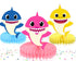Honeycomb Centerpieces Kids Shark – Table Decorations Set – 5 Cute Kids Shark Cardstock Figures