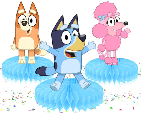 Party Honeycomb Centerpieces Blue Dog – 5 Pcs Birthday & Baby Shower Decor