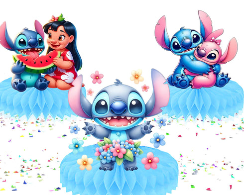 Party Honeycomb Centerpieces Stitch – 5 PCS Table Decorations for Kids Birthday