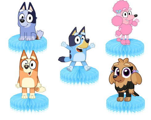 Party Honeycomb Centerpieces Blue Dog – 5 Pcs Birthday & Baby Shower Decor