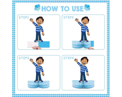 Honeycomb Centerpieces Blue Clue Dogs – 5 PCS Table Decorations, Blue, Magenta & Josh
